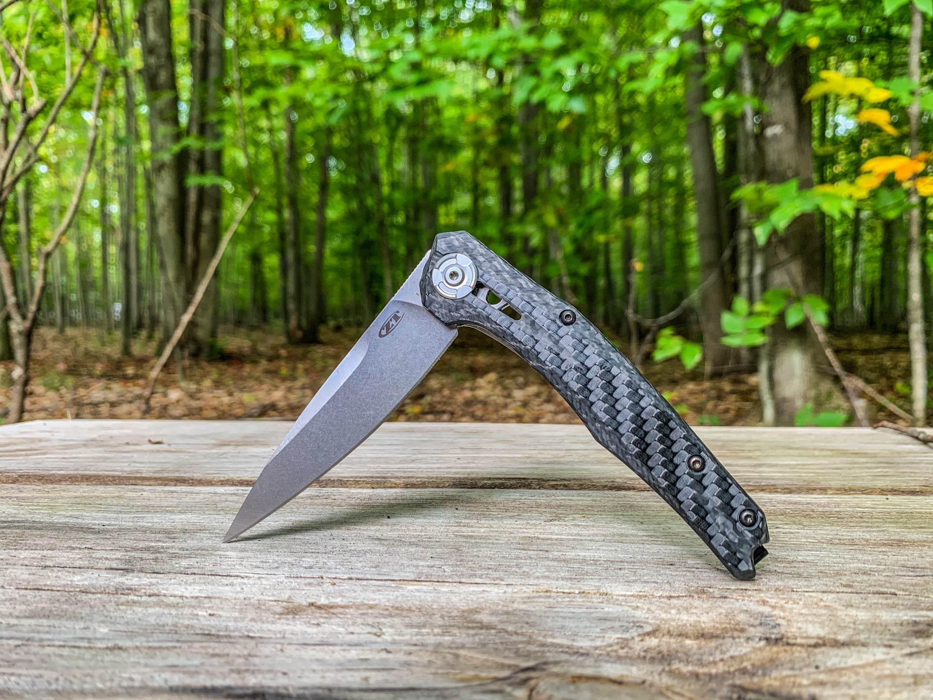 ZT Folding Knife CPM-20CV Drop Point Blade, 3D Machined CF and Titanium Handles #ZT0707