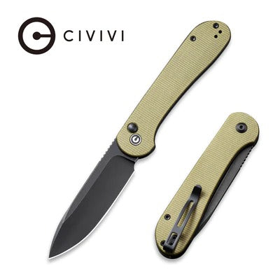 CIVIVI Elementum Button Lock Knife olive Micarta Handle #CIVC2103B