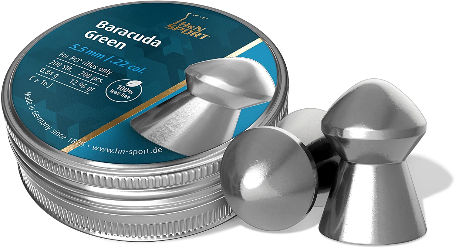 Tin of H&N Pellets Diabolo Green Cal 5.5