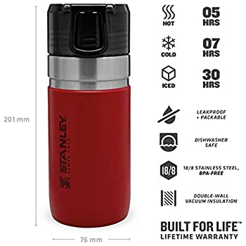 Stanley 0.47L / 16OZ Stainless Steel GO Water Bottle Red Sky